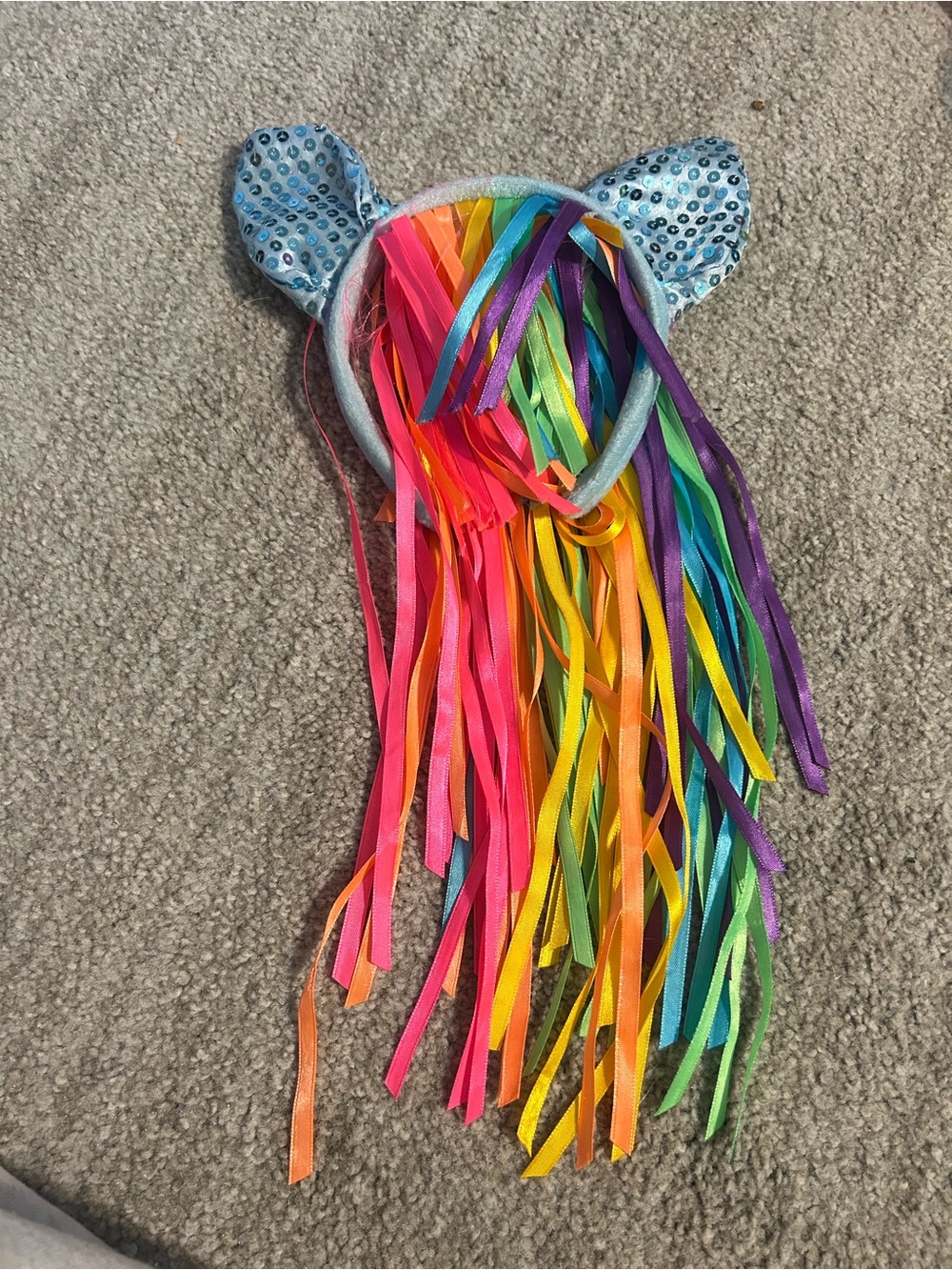 My Little Pony Blue Sequin Ear Headband with Rainbow Ribbon Mane